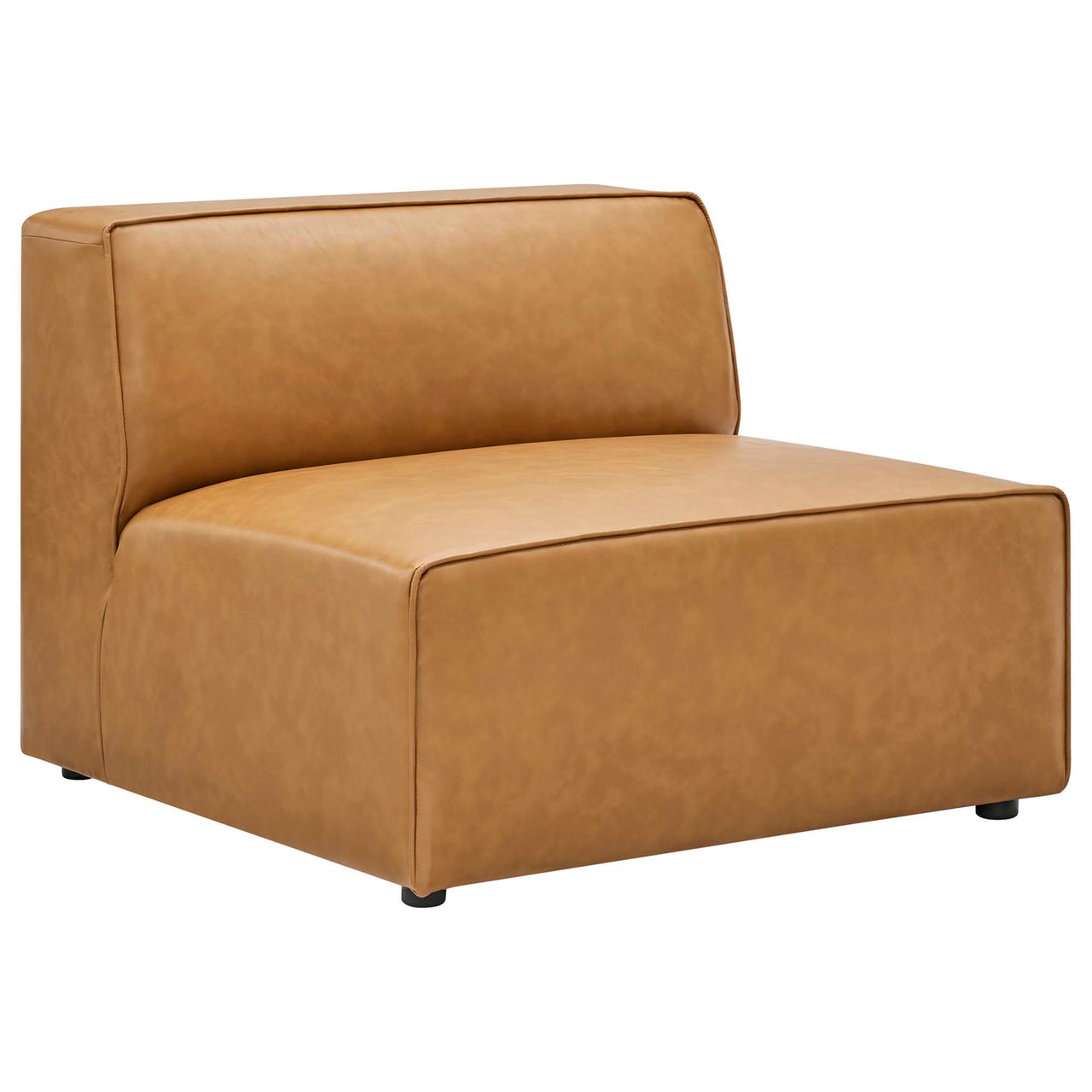 Coalesse Eco-Leather Armless Chair | Modular Sectional Component, Tan