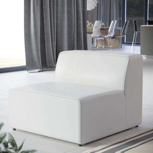 Coalesse Eco-Leather Armless Chair | Modular Sectional Component, White