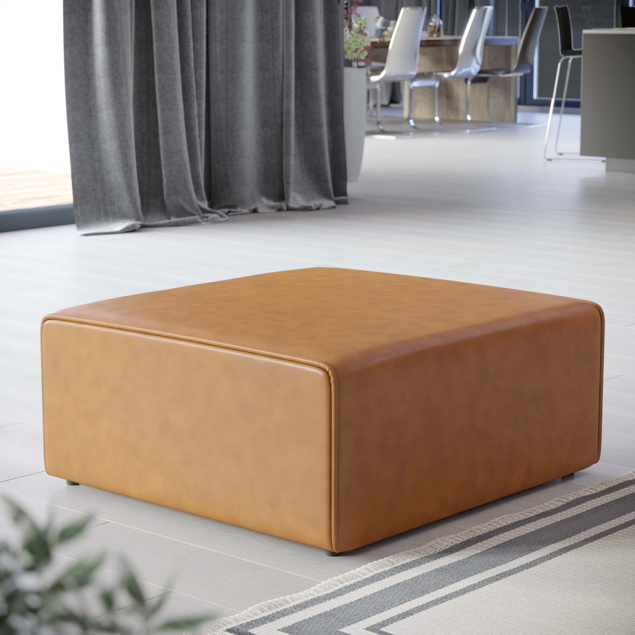 Coalesse Eco-Leather Ottoman | Modular Sectional Component, Tan