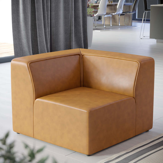 Coalesse Eco-Leather Corner Chair | Modular Sectional Component, Tan