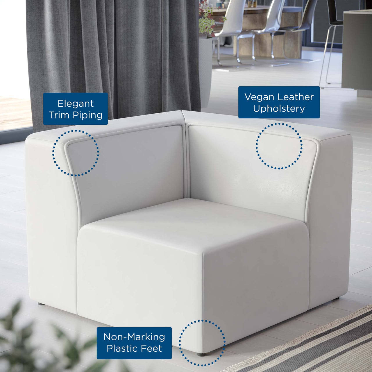 Coalesse Eco-Leather Corner Chair | Modular Sectional Component, White