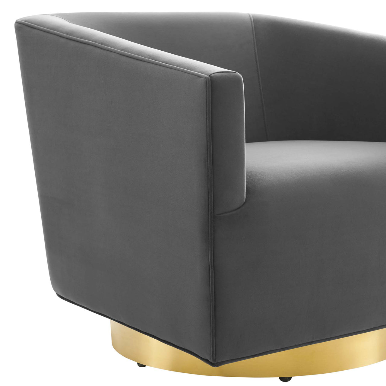 Windsor Upholstered Velvet Swivel Chair, Gold & Charcoal