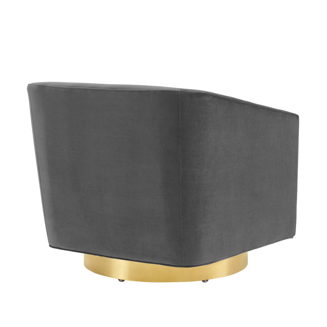 Windsor Upholstered Velvet Swivel Chair, Gold & Charcoal