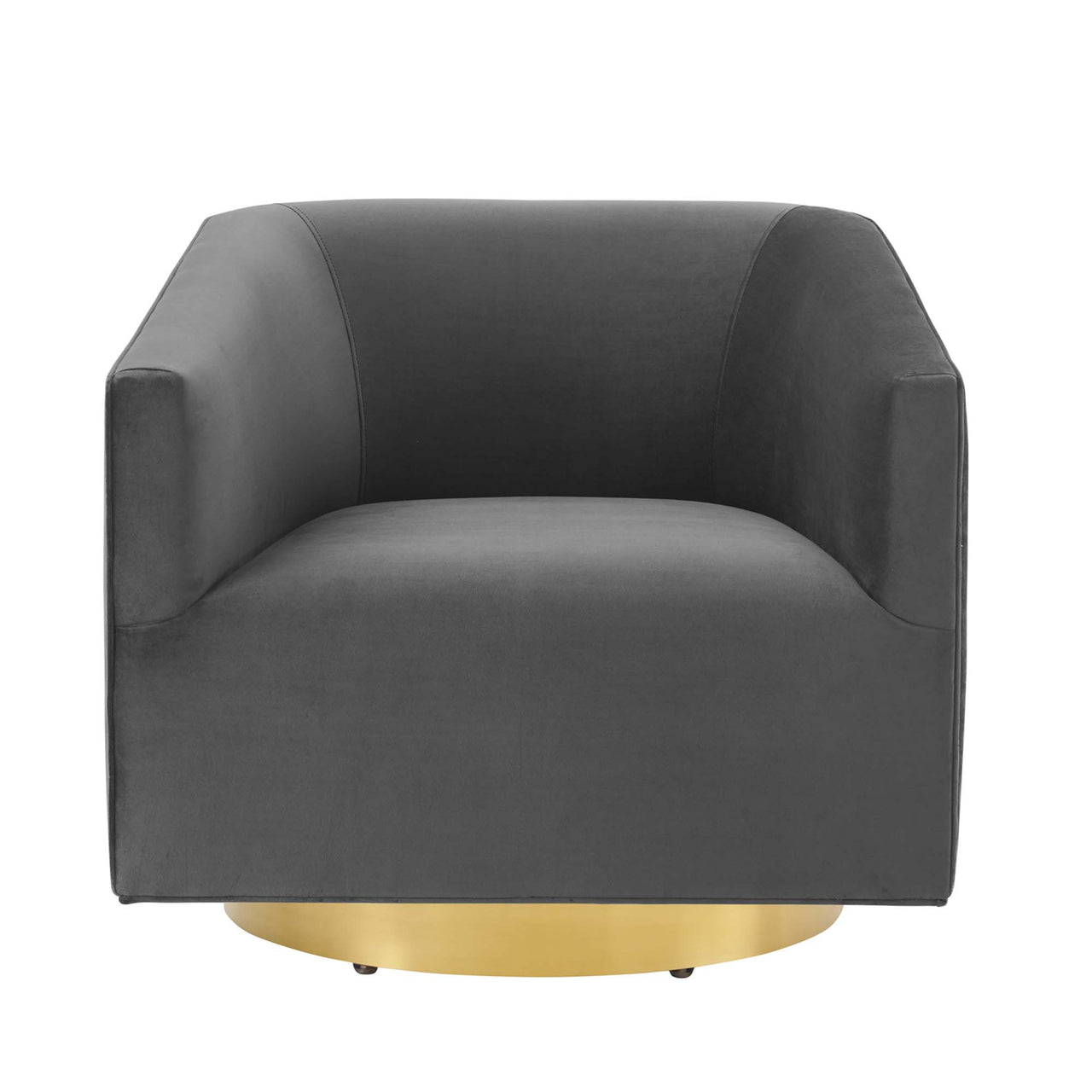 Windsor Upholstered Velvet Swivel Chair, Gold & Charcoal