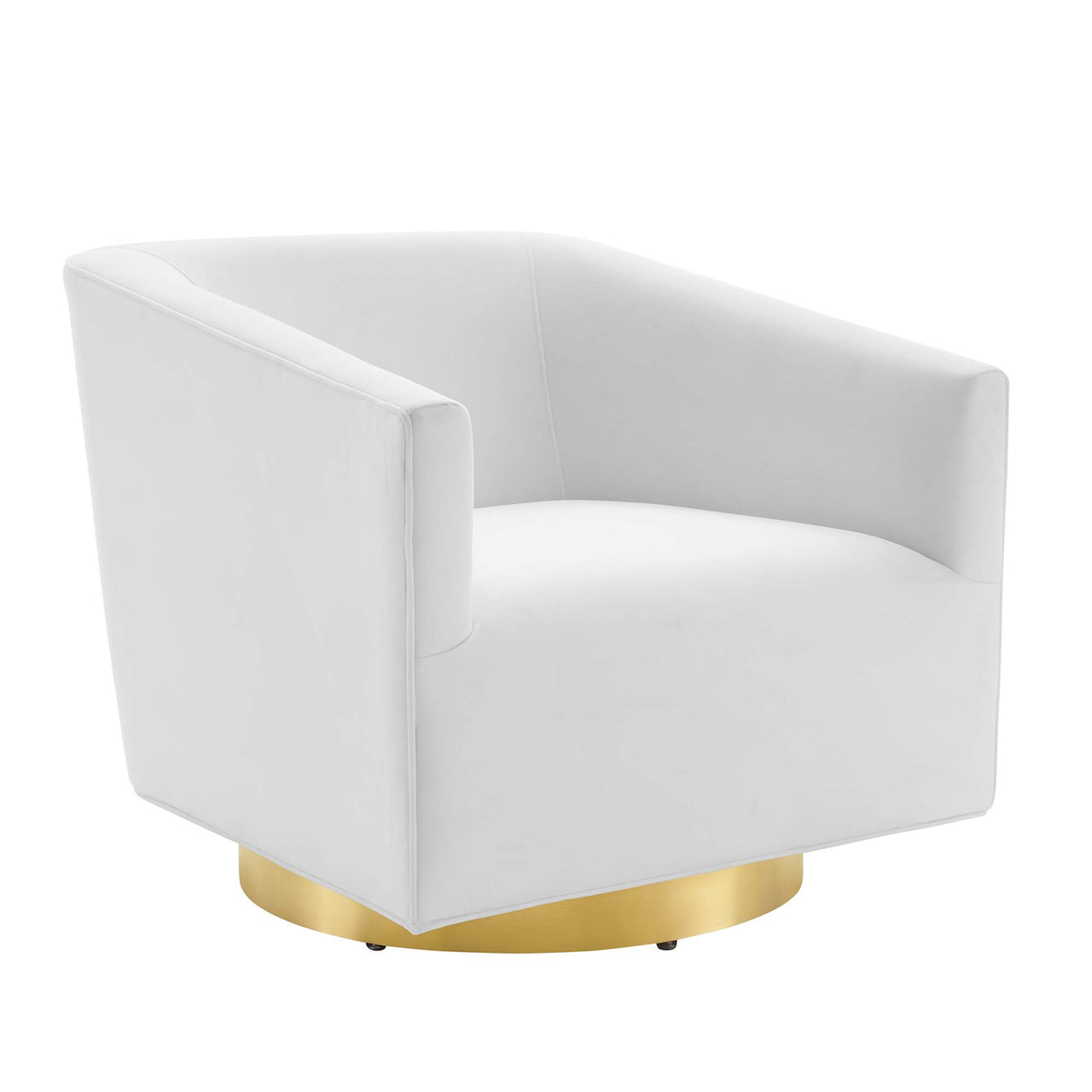 Windsor Upholstered Velvet Swivel Chair, Gold & White
