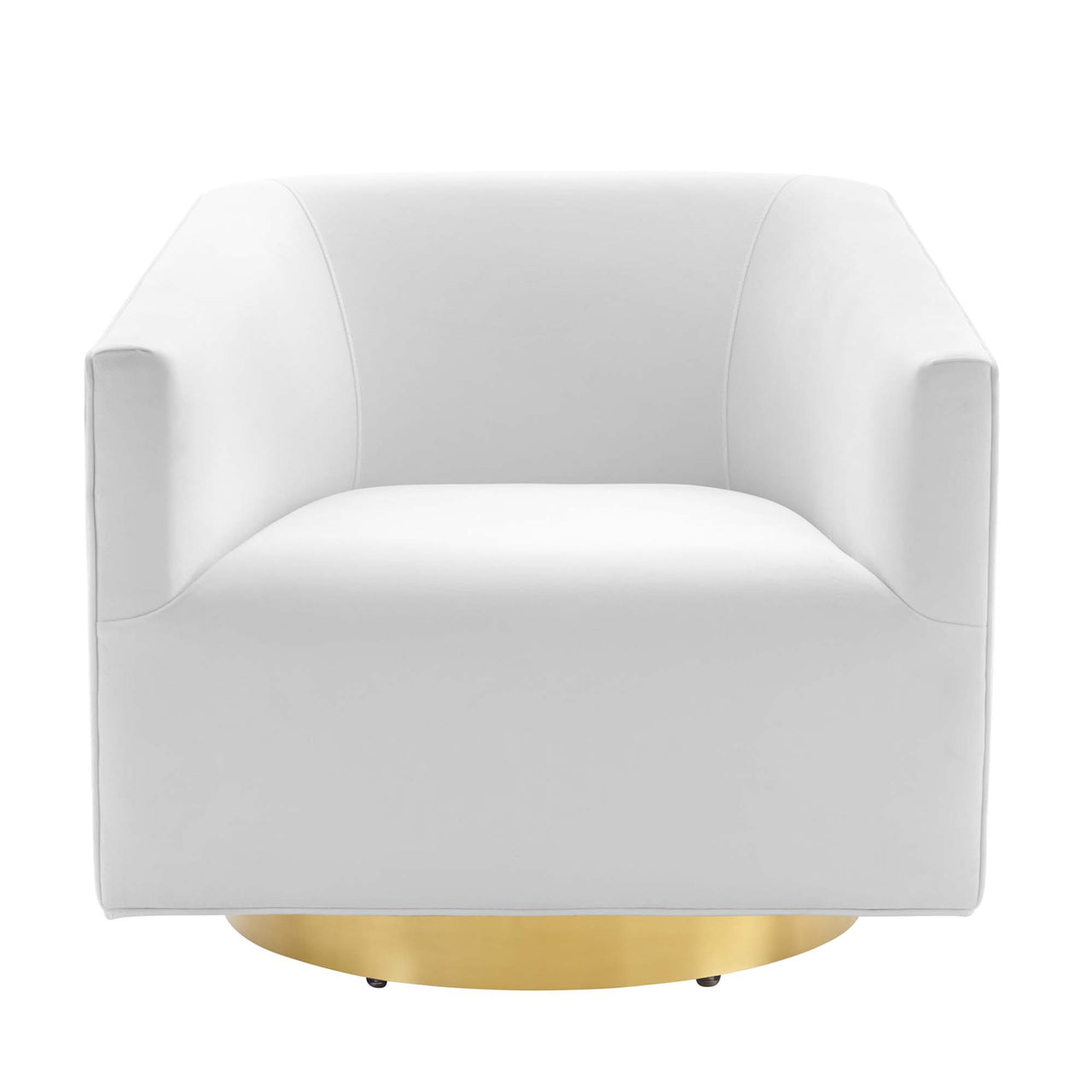 Windsor Upholstered Velvet Swivel Chair, Gold & White