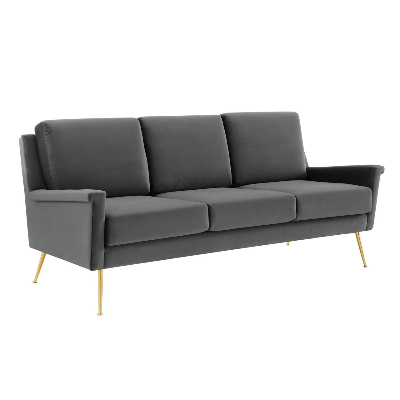 Peak Velvet Sofa, Gold & Gray