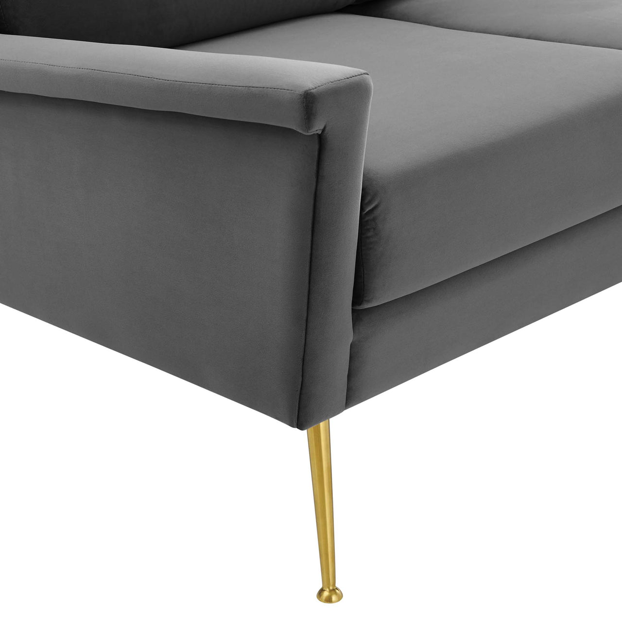Peak Velvet Sofa, Gold & Gray