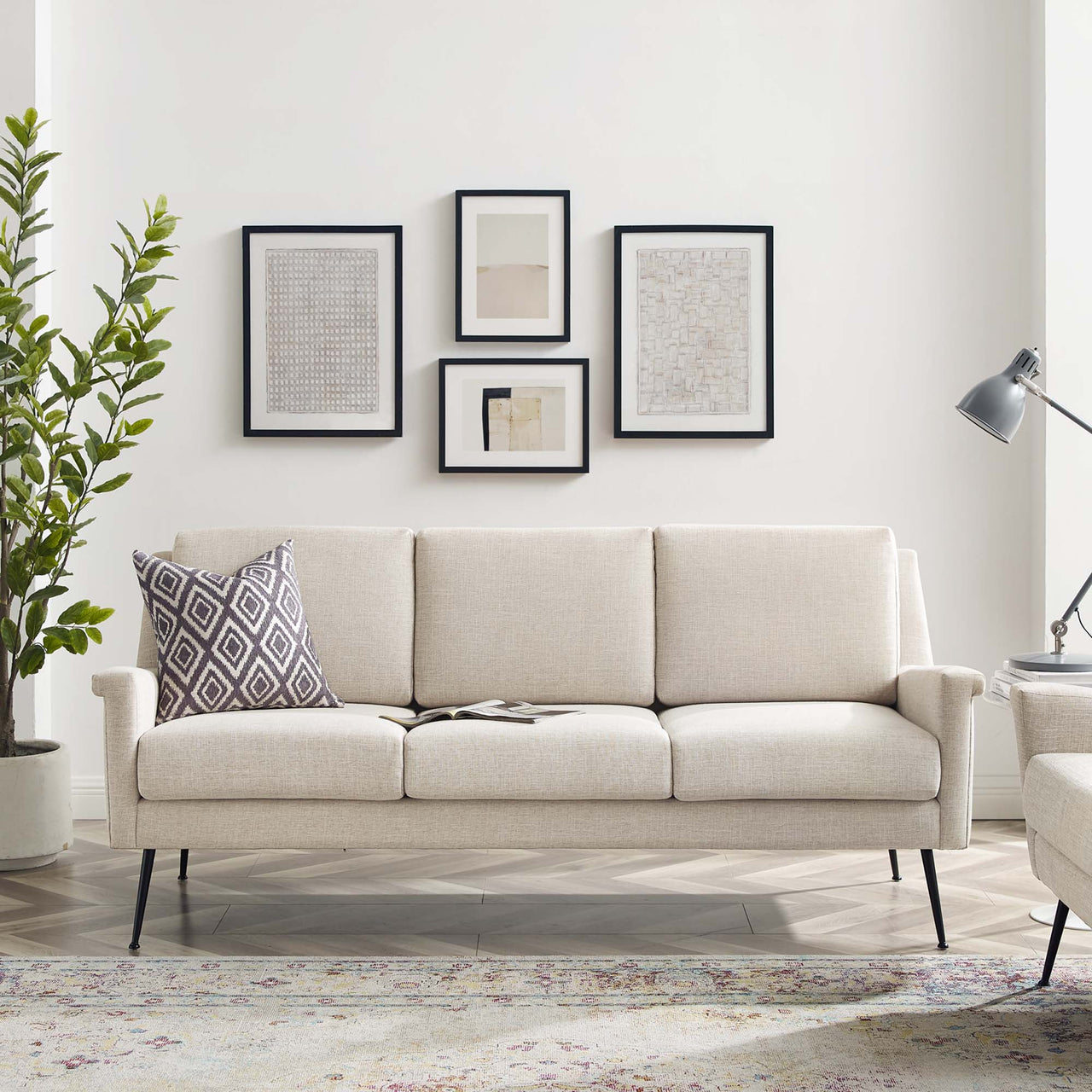 Peak Fabric Sofa, Black & Beige