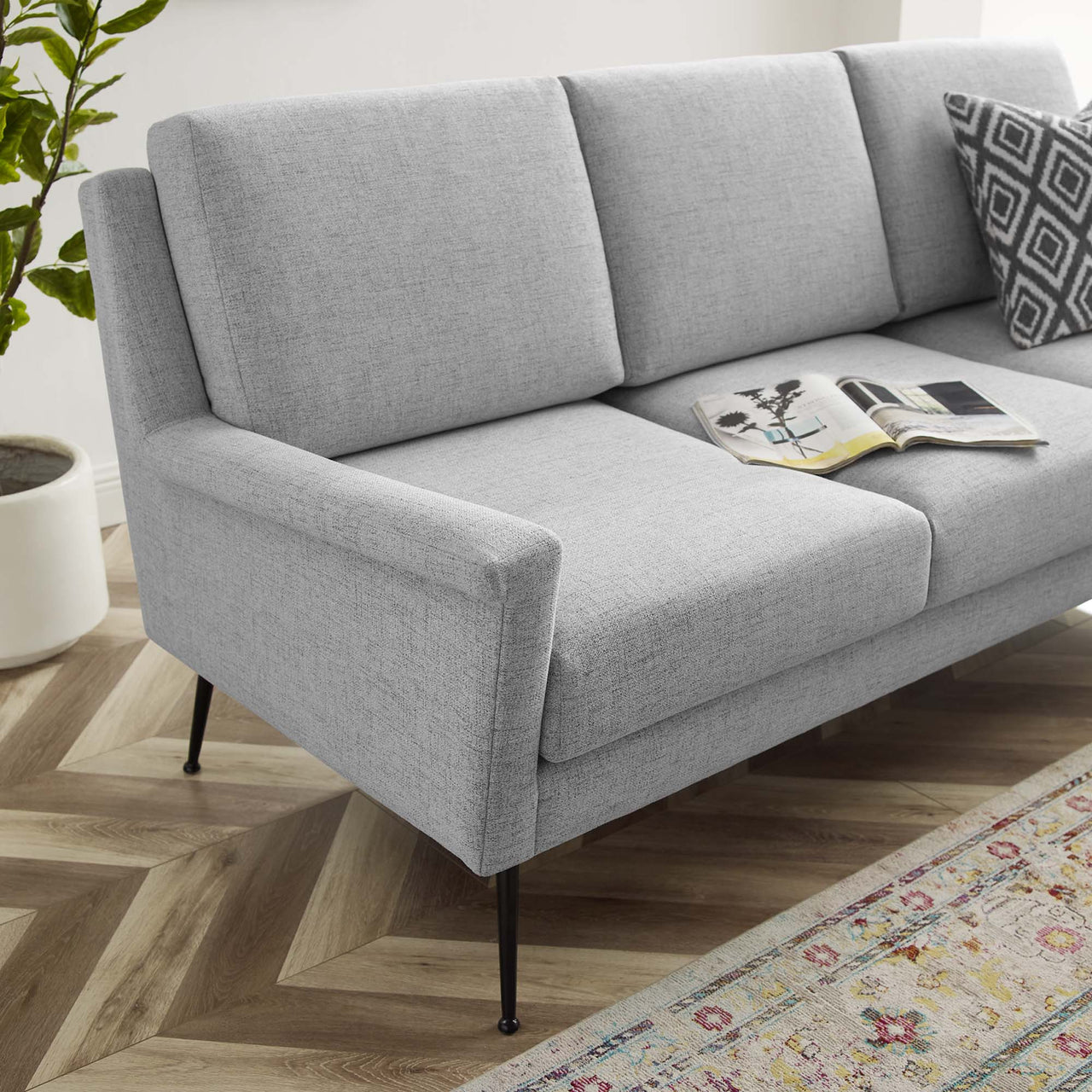 Peak Fabric Sofa, Black & Light Gray