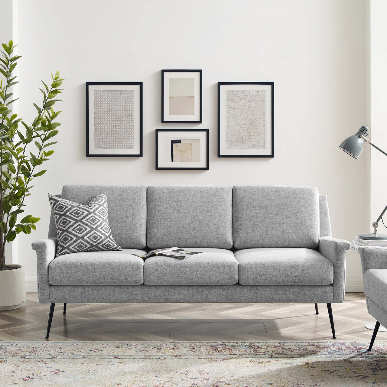 Peak Fabric Sofa, Black & Light Gray