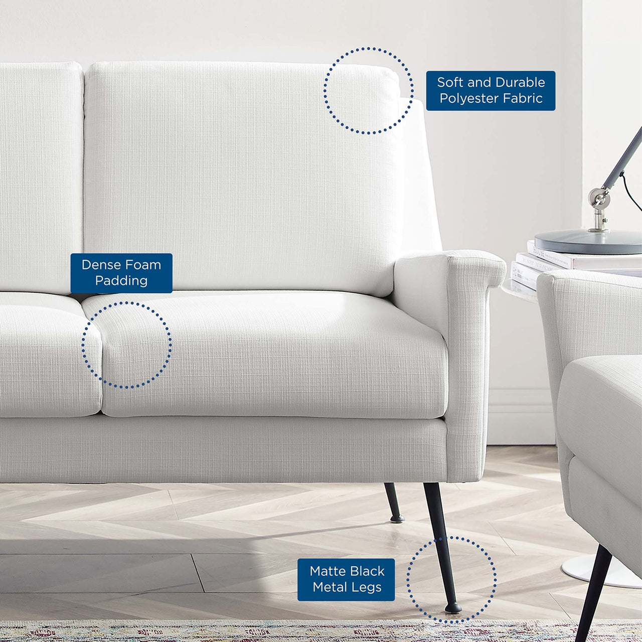 Peak Fabric Sofa, Black & White