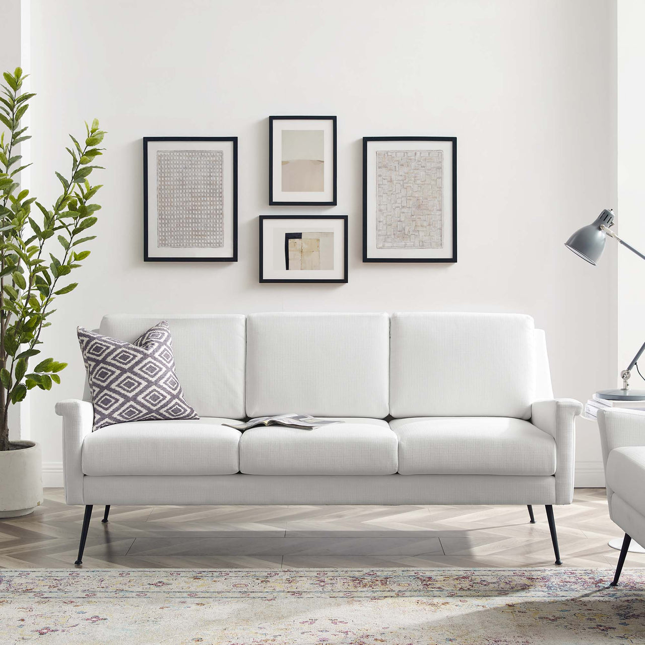 Peak Fabric Sofa, Black & White
