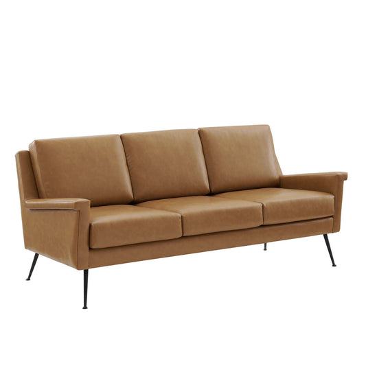 Peak Eco-Leather Sofa, Black & Tan