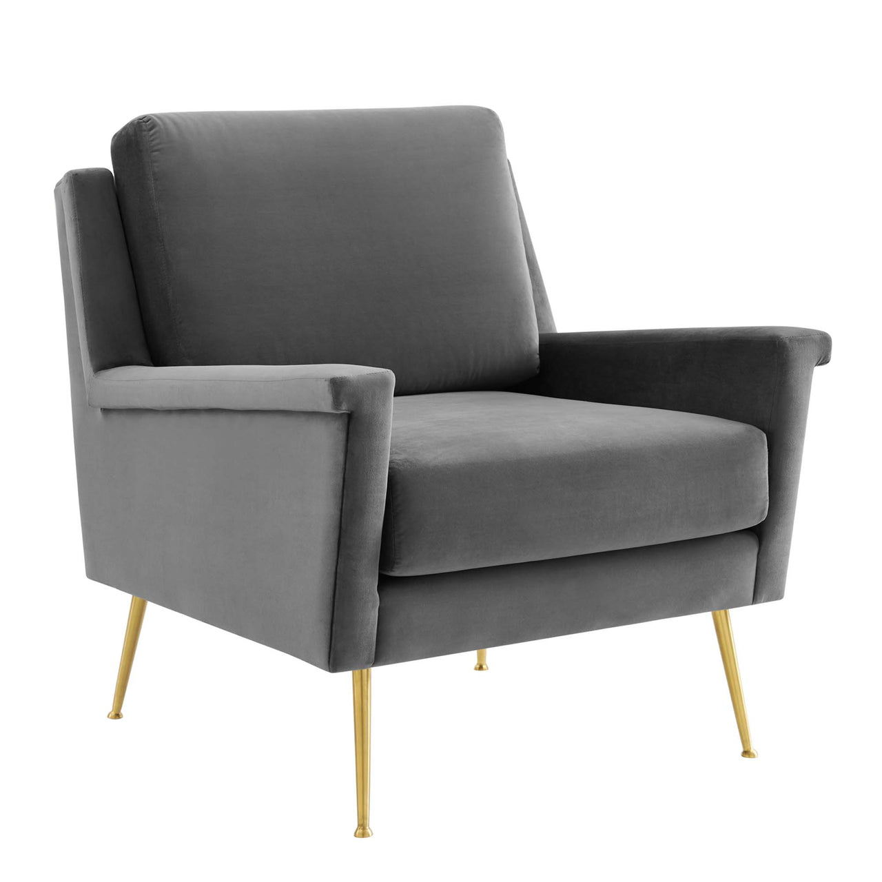 Peak Velvet Armchair, Gold & Gray
