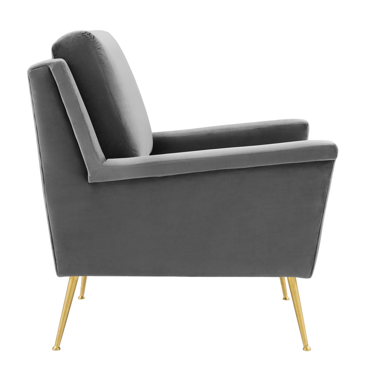 Peak Velvet Armchair, Gold & Gray