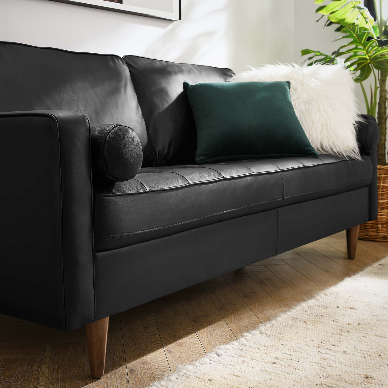 Bravien Leather Sofa, Black