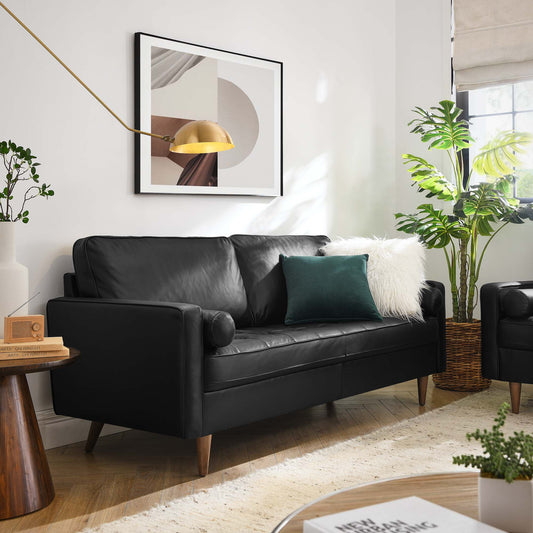 Bravien Leather Sofa, Black