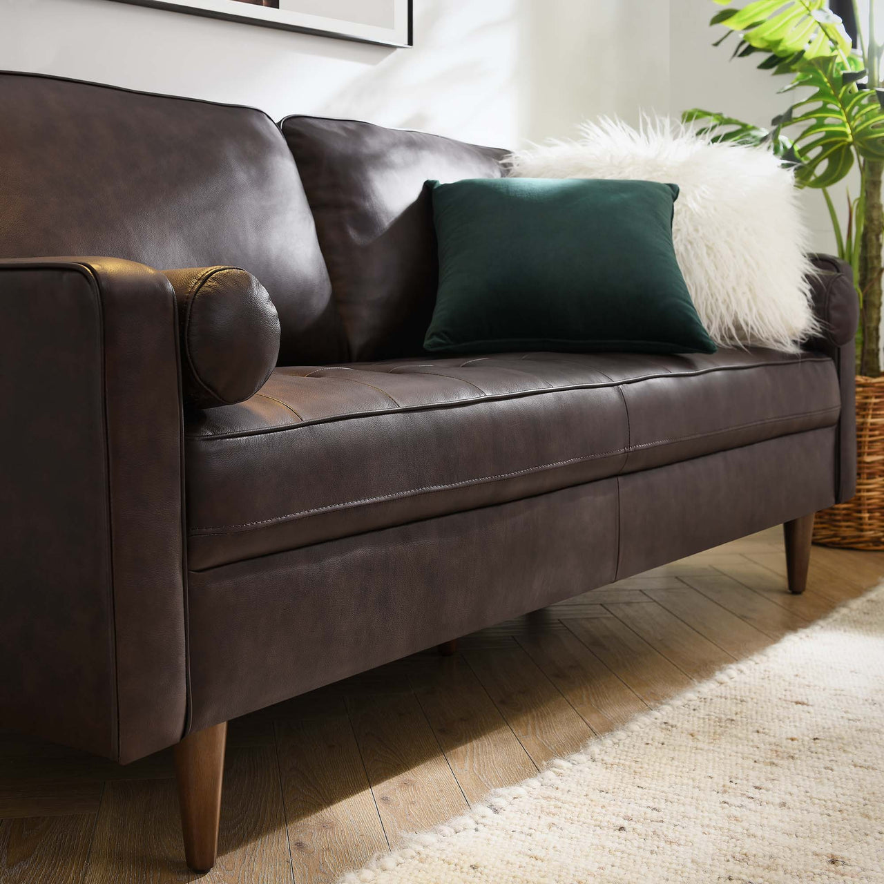 Bravien Leather Sofa, Brown