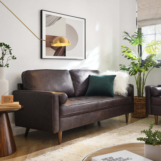 Bravien Leather Sofa, Brown