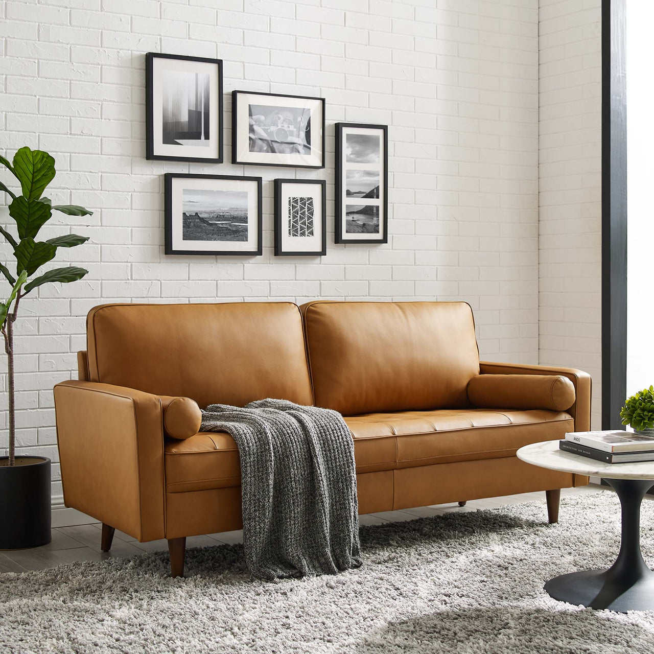 Bravien Leather Sofa, Tan