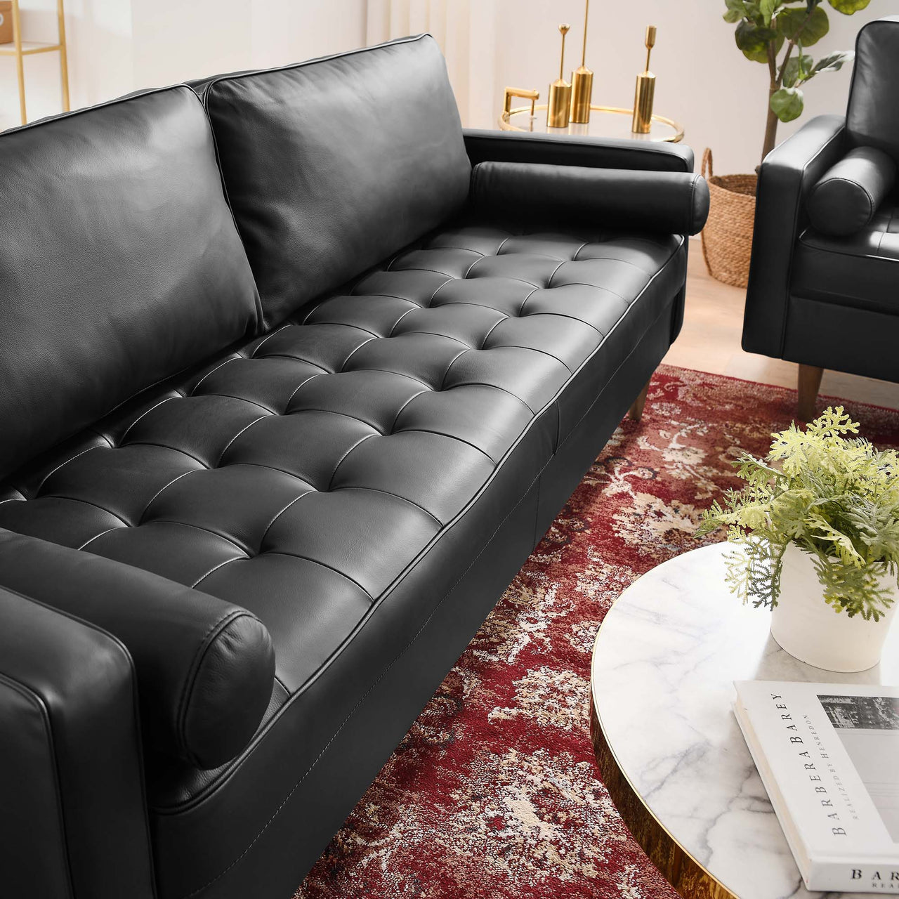 Bravien Leather Sofa, Black