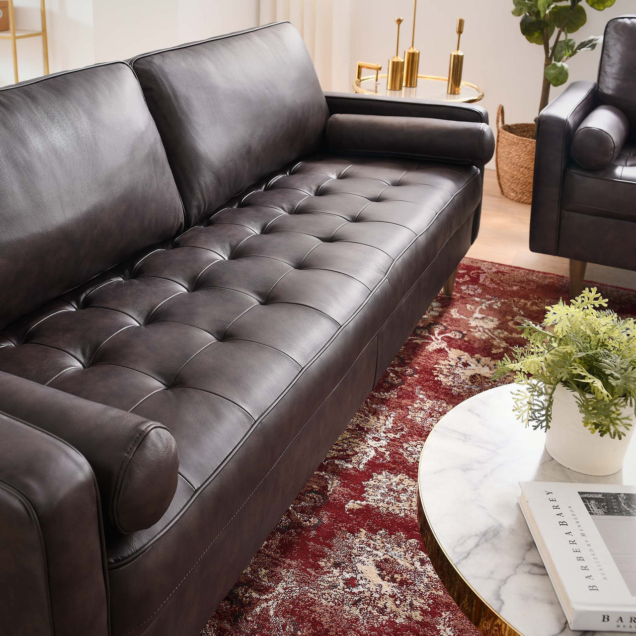Bravien Leather Sofa, Brown