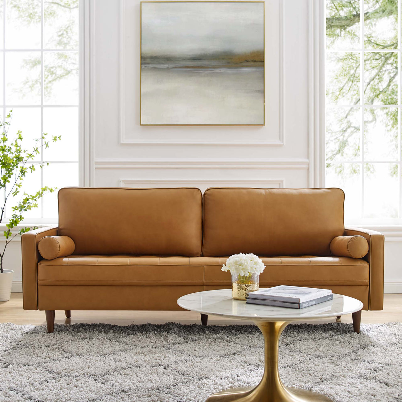 Bravien Leather Sofa, Tan