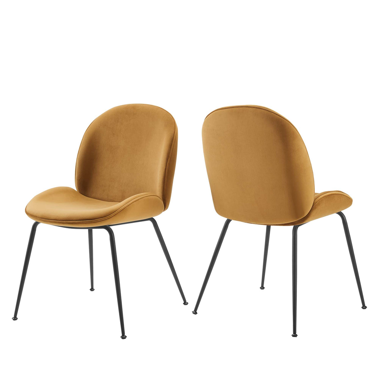 Gossip Upholstered Velvet Dining Chair Set of 2, Cognac