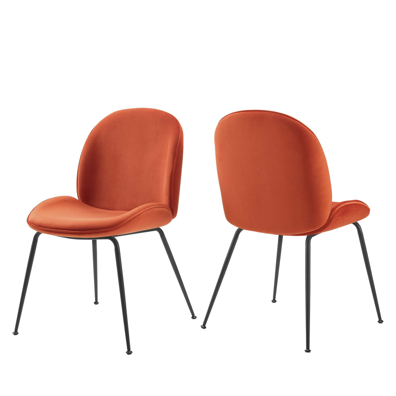 Gossip Upholstered Velvet Dining Chair Set of 2, Orange