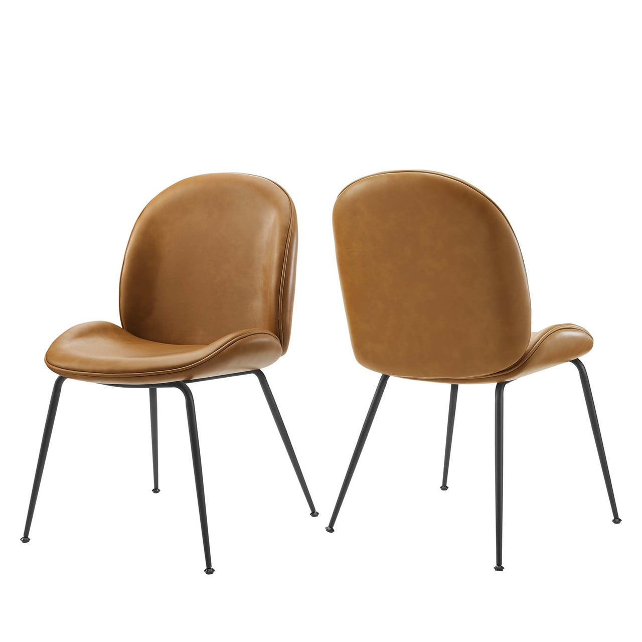 Gossip Eco-Leather Dining Chair Set of 2, Tan