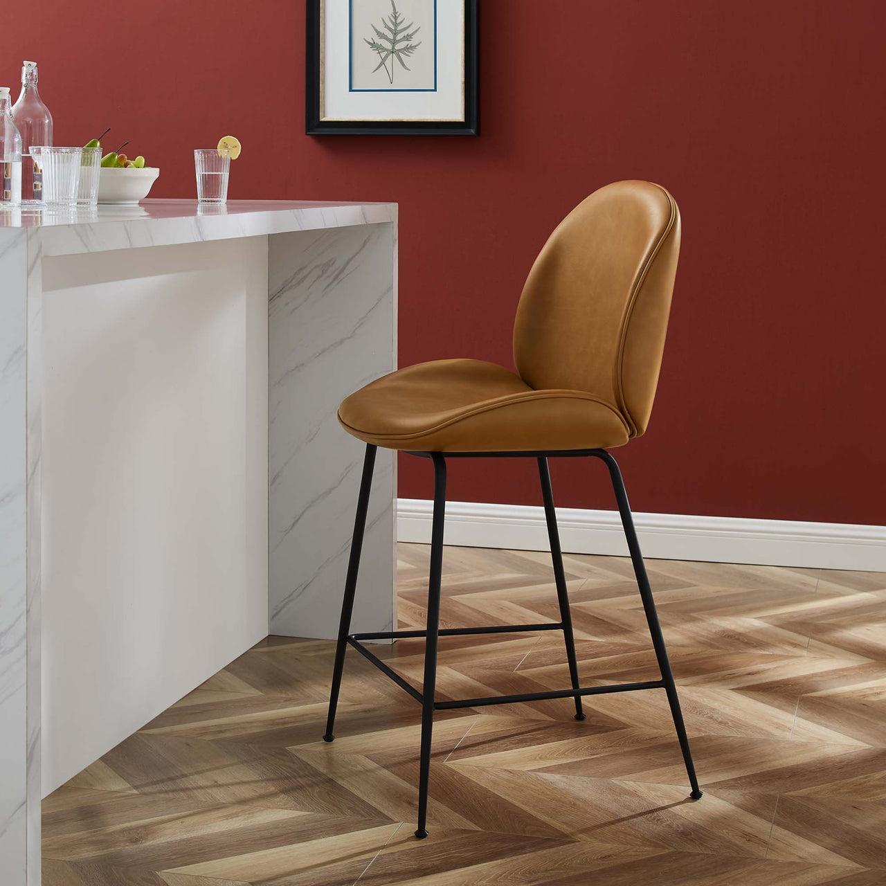 Gossip Eco-Leather Counter Stool, Tan