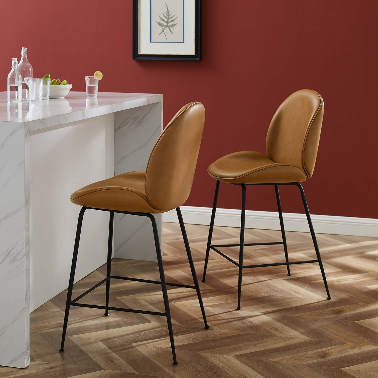 Gossip Eco-Leather Counter Stool, Tan