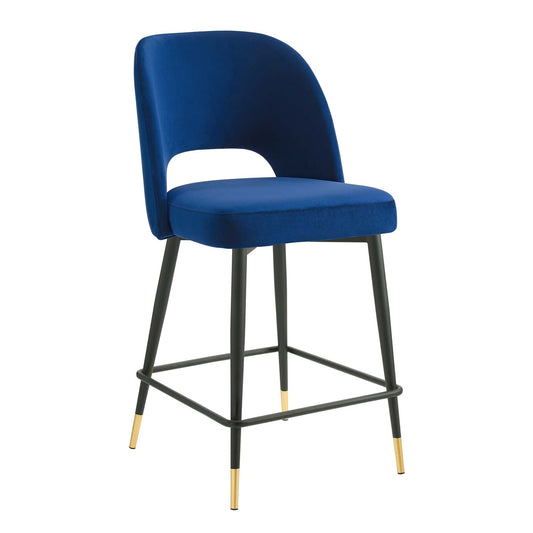 Artemis Upholstered Velvet Counter Stool, Navy