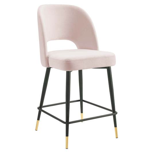 Artemis Upholstered Velvet Counter Stool, Pink