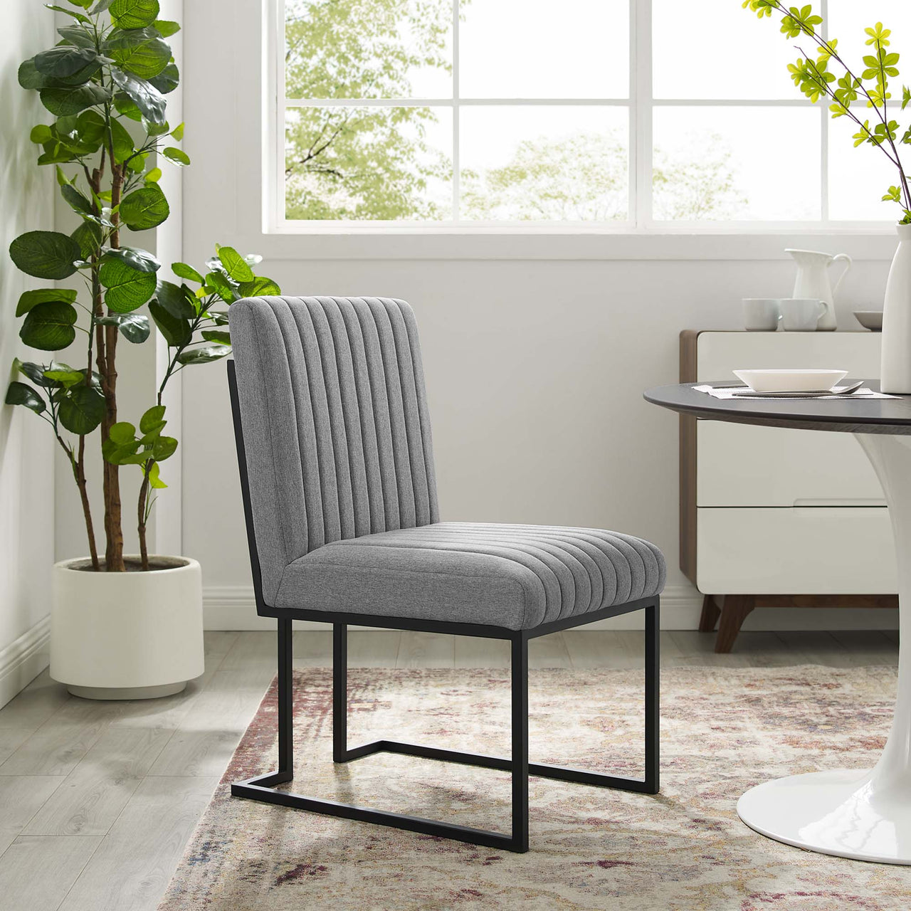 Mira Fabric Dining Chair, Light Gray