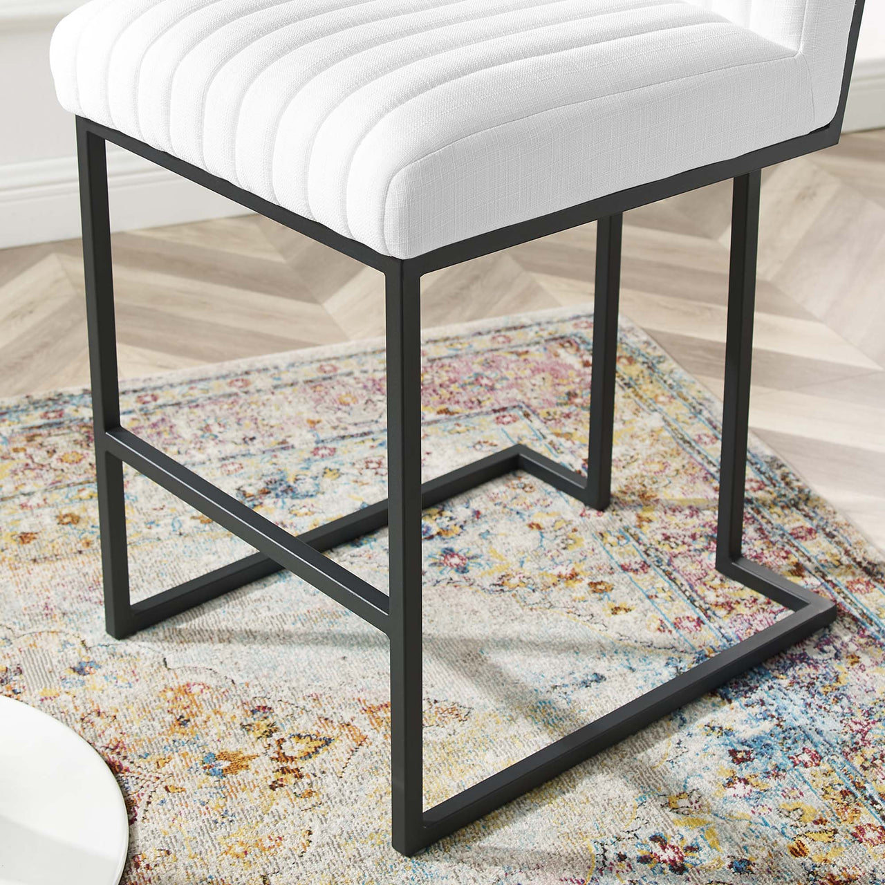 Mira Fabric Counter Stool, White