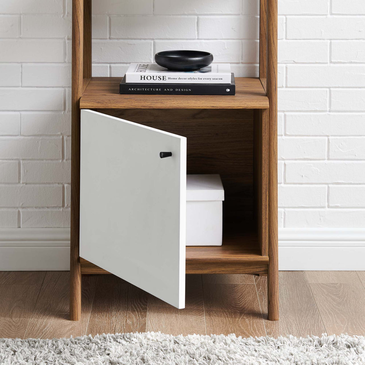 Scaffold Tiered Shelf, Small, Walnut & White