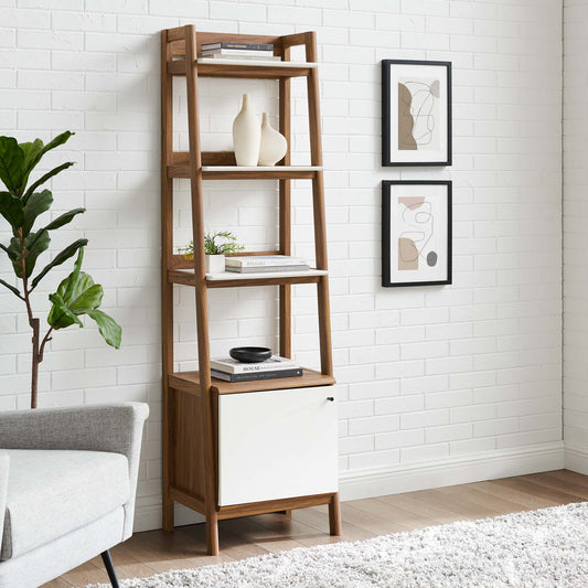 Scaffold Tiered Shelf, Small, Walnut & White