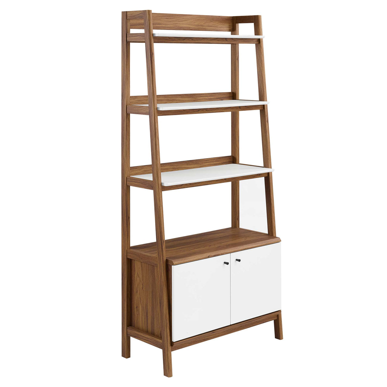 Scaffold Tiered Shelf, Large, Walnut & White