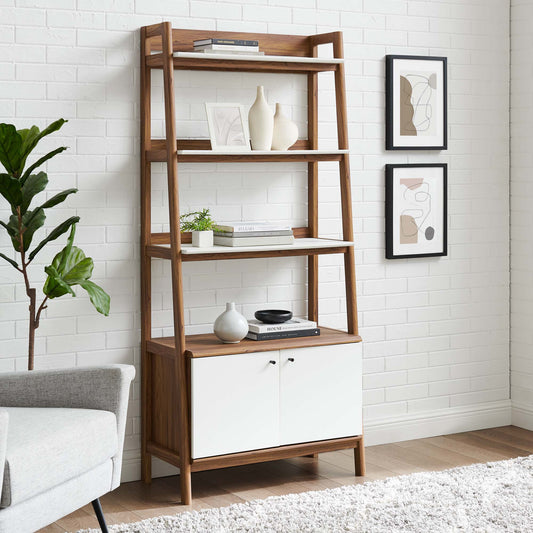 Scaffold Tiered Shelf, Large, Walnut & White