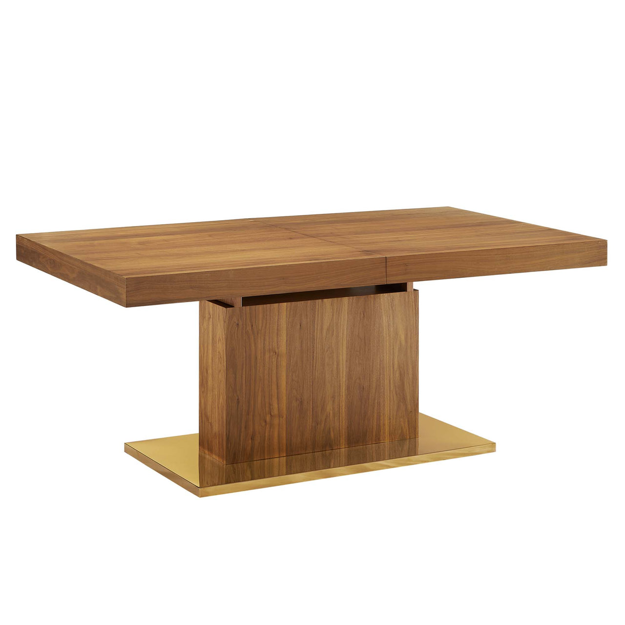 Divisa Extendable Dining Table, Walnut & Gold