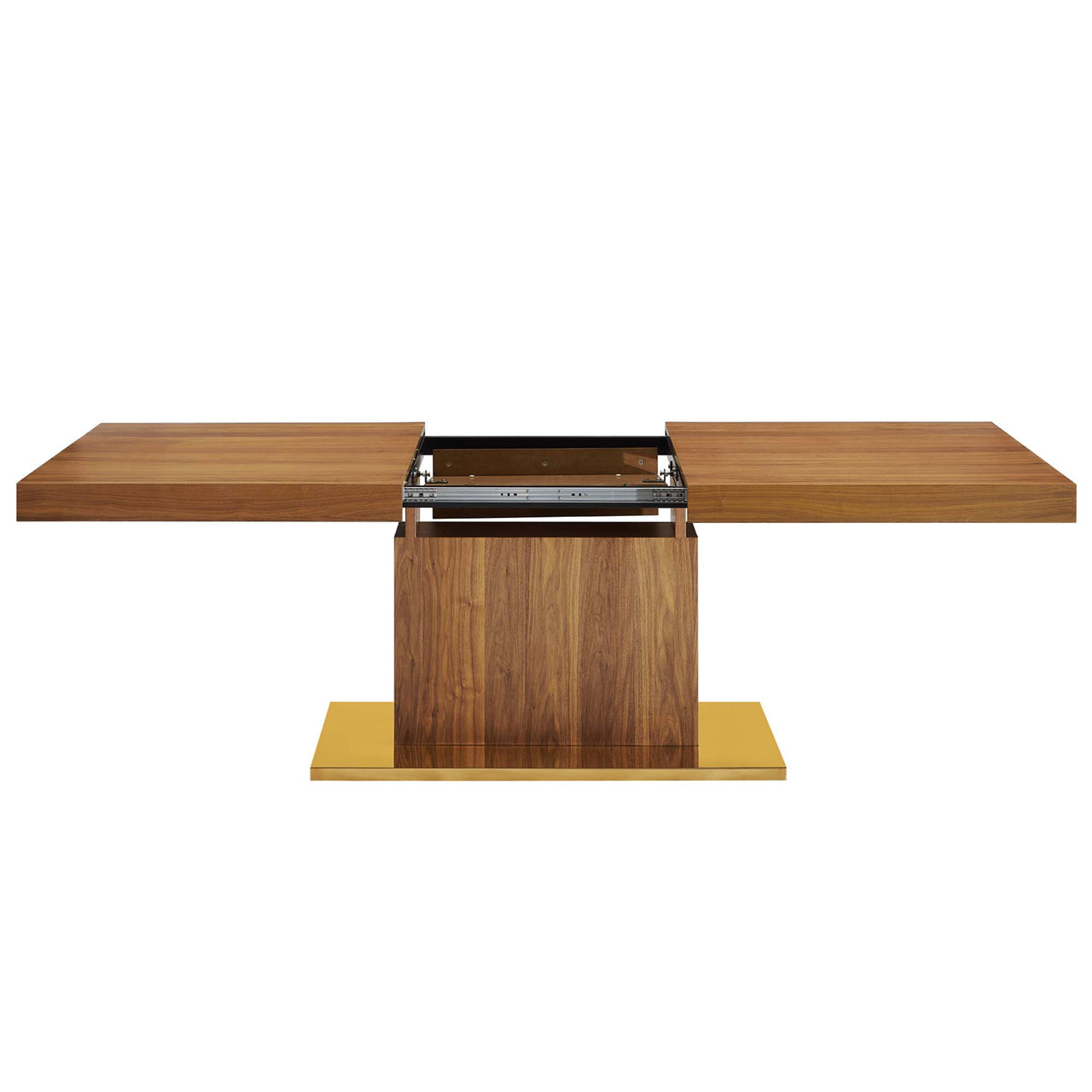 Divisa Extendable Dining Table, Walnut & Gold