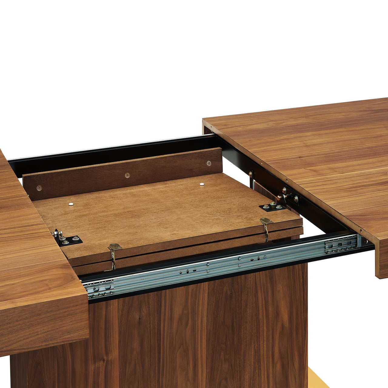 Divisa Extendable Dining Table, Walnut & Gold