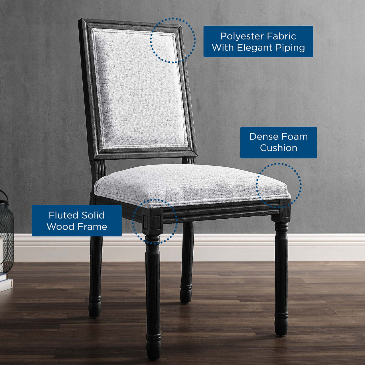 Corton Upholstered Side Chair, Black & Light Gray