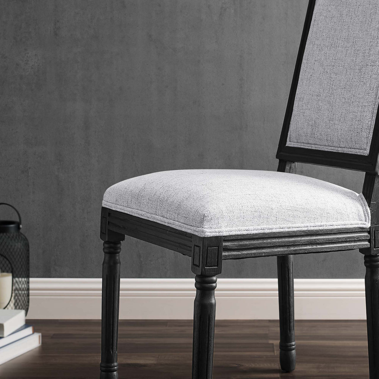 Corton Upholstered Side Chair, Black & Light Gray