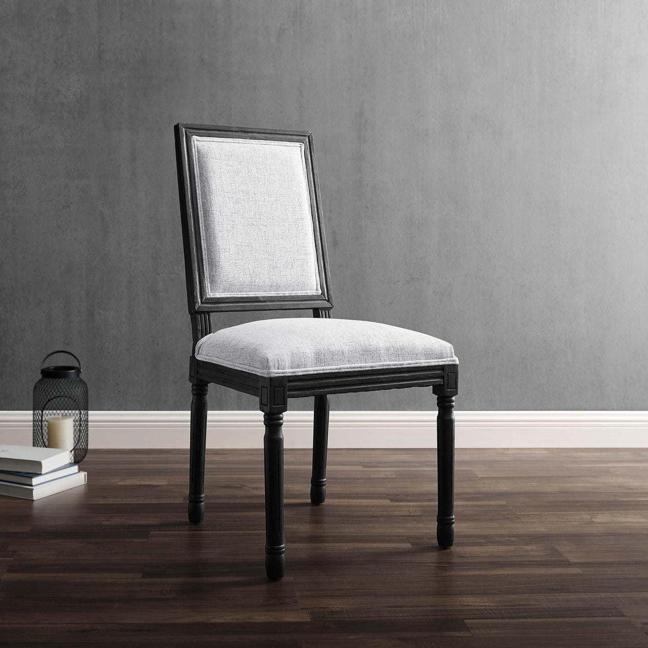 Corton Upholstered Side Chair, Black & Light Gray
