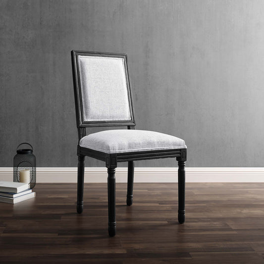 Corton Upholstered Side Chair, Black & Light Gray