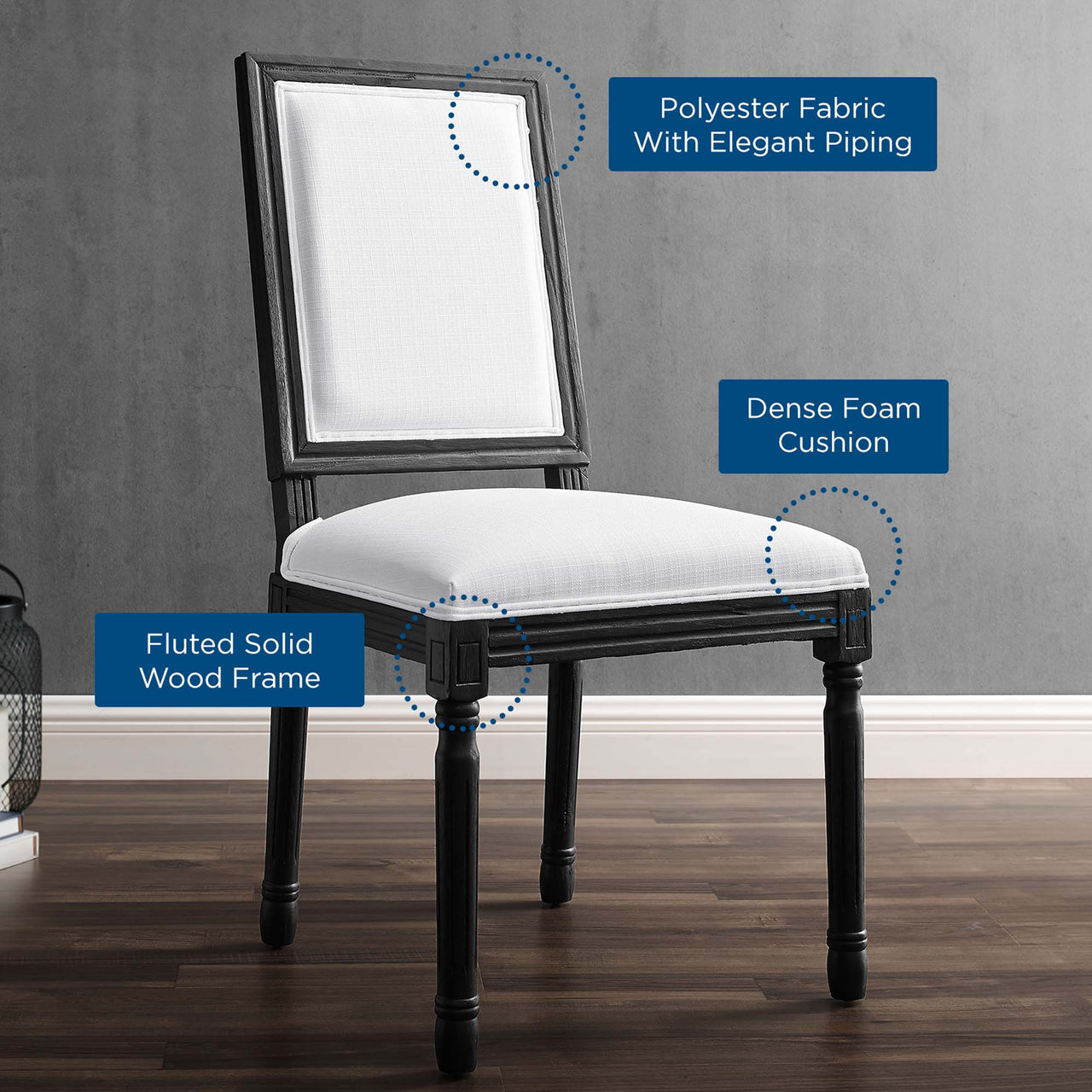 Corton Upholstered Side Chair, Black & White