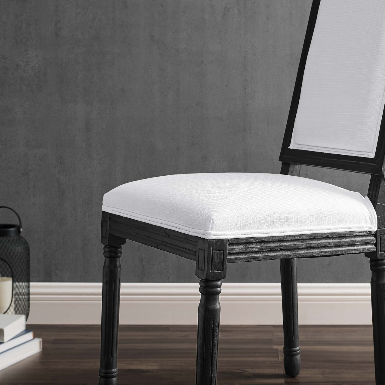 Corton Upholstered Side Chair, Black & White